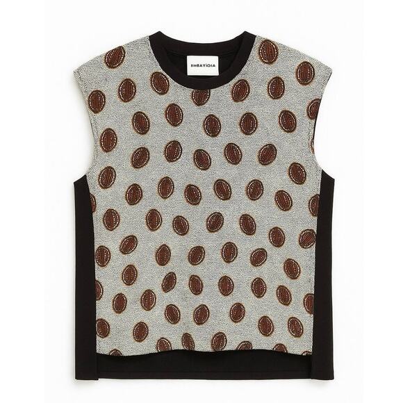 Bimba y Lola Tops - Bimba Y Lola Abstract Print Sleeveless Top Blouse White Black Size Medium